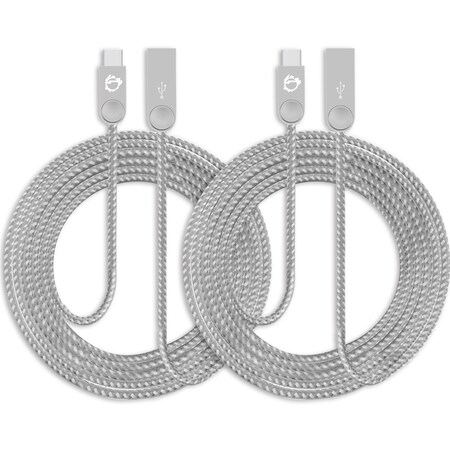 Siig Zinc Alloy Usb-C To Usb-A Charging & Sync Braided Cable - 6.6Ft, PK2 CB-US0N11-S1